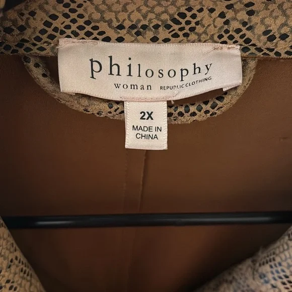 Philosophy Brown Leather Jacket with Textured Finish - Picture 2 of 8